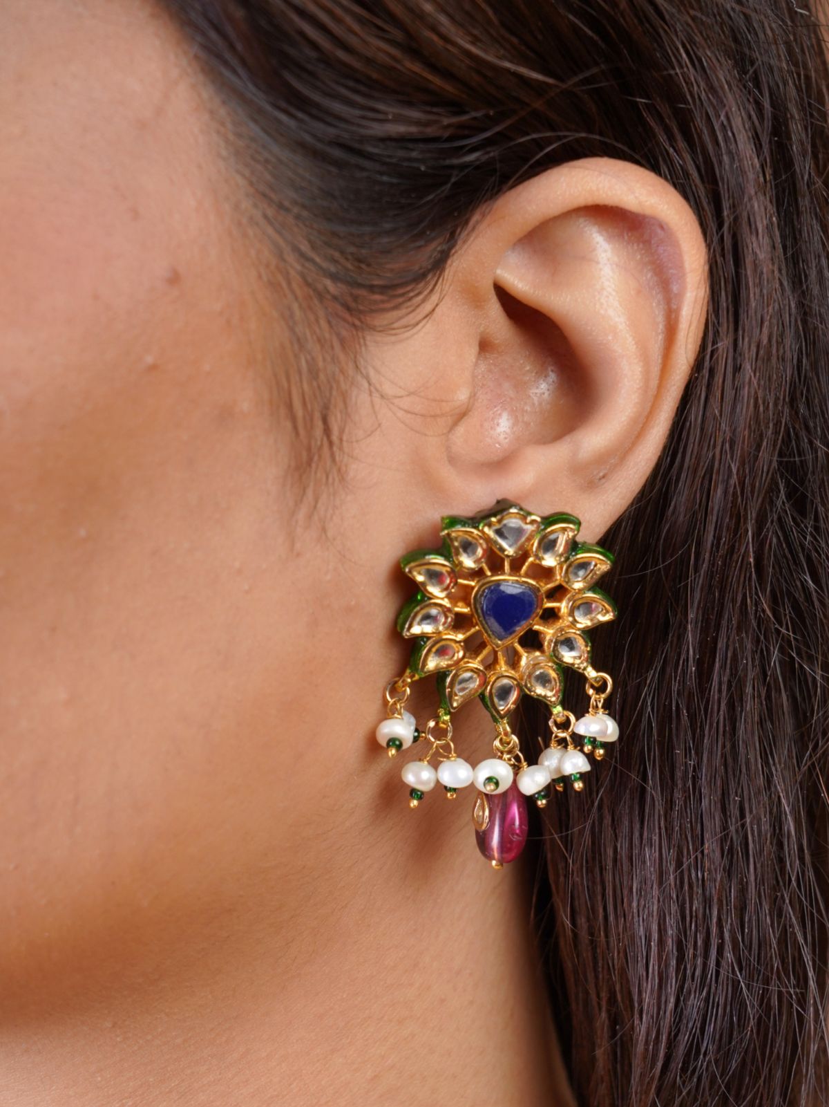 Samraagni Silver Jadau Meenakari Set