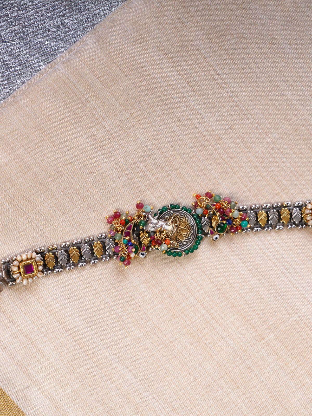 Sitamahor multicolour animal medallion fusion bracelet styled on the wrist