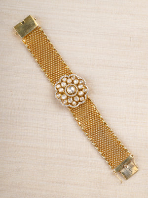Sitaratna floral moissanite mesh bracelet styled on wrist