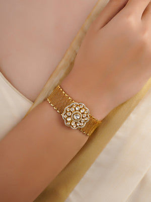 Sitaratna white moissanite floral medallion bracelet full view