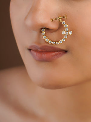 Sitaratna round white moissanite delicate nath handcrafted in 925 sterling silver