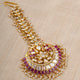 Sitaratna magenta and white moissanite maang tikka styled on model