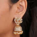 Royal Elephant Motif Kundan Jhumka Earrings by SITA JEWELRY