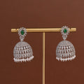 SITA JEWELRY Siya Orra silver-tone emerald CZ dome jhumka earrings with pearl fringe