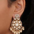 Siya Orra | Classic Polki Kundan Chandbali Earrings with Pearl Clusters - Fashion Earrings for Women