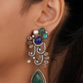 Siya Orra | Bohemian Multi-Stone Crystal Mosaic Drop Earrings - Fashion Earrings for Women
