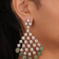 Siya Luxe | Silver Plated CZ Diamond Lattice Chandelier Earrings - Fashion Earrings for Women