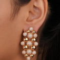 Siya Luxe | Luxury Rose Gold CZ Cluster Sphere Statement Earrings - Fashion Earrings for Women