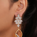 Siya Luxe |Marquise CZ Cluster Leaf Amber Teardrop Earrings - Fashion Earrings for Women