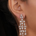 Siya Luxe | Three-Tier CZ Crystal Chandelier Earrings - Fashion Earrings for Women