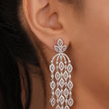Siya Luxe | Geometric Marquise Fringe CZ Statement Earrings - Fashion Earrings for Women