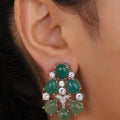 Siya Luxe | Two-Tone Green Chalcedony CZ Chandelier Earrings - Fashion Earrings for Women
