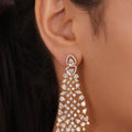 Siya Luxe | Ornate Gold-Plated CZ Chandelier Earrings - Fashion Earrings for Women
