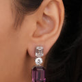 Siya Luxe |Triple-Tier Emerald-Cut Crystal Drop Earrings - Fashion Earrings for Women