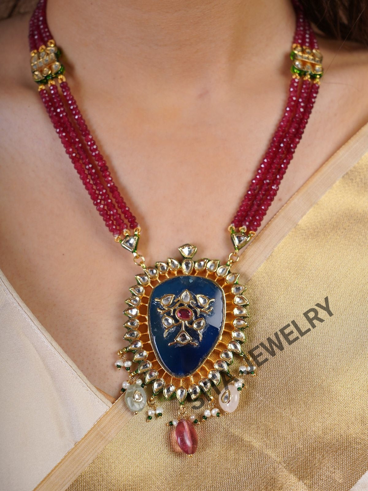 Samraagni Silver Jadau Meenakari Set