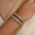 Sitaratna white moissanite crescent cluster bangle pair handcrafted in 925 sterling silver