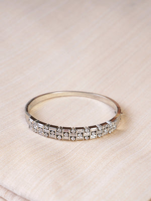 SITAMANI silver-tone baguette grid AD/CZ bracelet styled on wrist by SITA JEWELRY