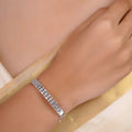 SITAMANI baguette grid AD/CZ bracelet in silver tone with rectangular and round clear stones by SITA JEWELRY