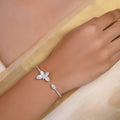 SITAMANI marquise butterfly AD/CZ open bracelet in silver tone with clear stones by SITA JEWELRY