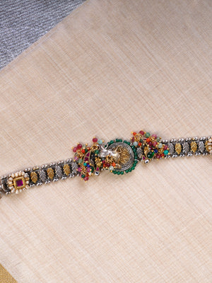 Sitamohur multicolour animal medallion fusion bracelet styled on the wrist