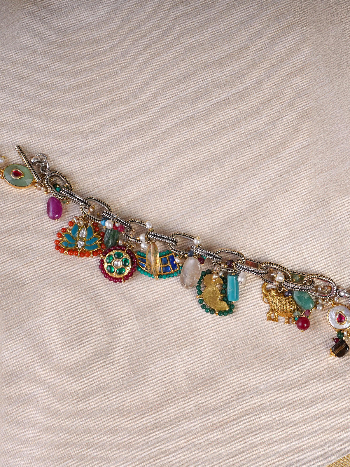Sitamahor Navrangi multicolour charm fusion bracelet styled on the wrist