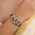 Sitaratna peacock moissanite statement bracelet handcrafted in 925 sterling silver