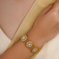 Sitaratna triple floral moissanite mesh bracelet handcrafted in 925 sterling silver