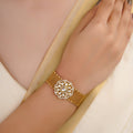 Sitaratna floral moissanite mesh statement bracelet handcrafted in 925 sterling silver