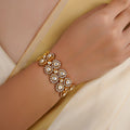 Sitaratna teardrop halo moissanite link bracelet handcrafted in 925 sterling silver