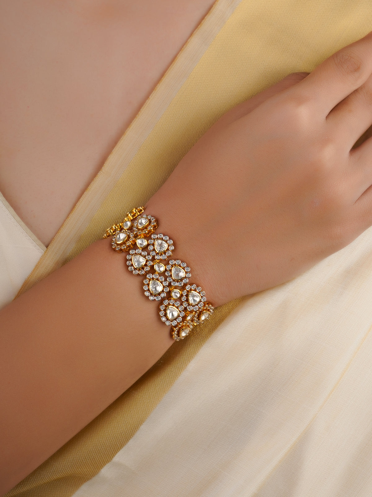 Sitaratna teardrop halo moissanite link bracelet handcrafted in 925 sterling silver