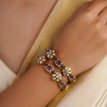Sitaratna ruby accent moissanite heritage bracelet pair in 925 sterling silver