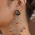 Sitamahor black stone animal charm fusion chandelier earring styled on the ear