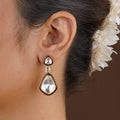 SITA RATNA triple teardrop moissanite earrings handcrafted in 925 sterling silver with antique gold polish