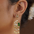 SITA RATNA green paisley pearl moissanite earrings handcrafted in 925 sterling silver