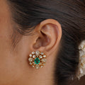 SITA RATNA emerald floral moissanite stud earrings handcrafted in 925 sterling silver