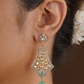 SITA RATNA green fan drop moissanite earrings handcrafted in 925 sterling silver