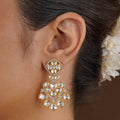 SITA RATNA white chandelier moissanite earrings handcrafted in 925 sterling silver with antique gold polish