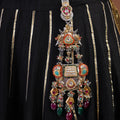 Sitamahor twin bird kundan cascade fusion Juda hair ornament with multicolour stones pearls and mixed-metal details