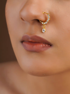 Sitaratna delicate moissanite drop nath handcrafted in 925 sterling silver