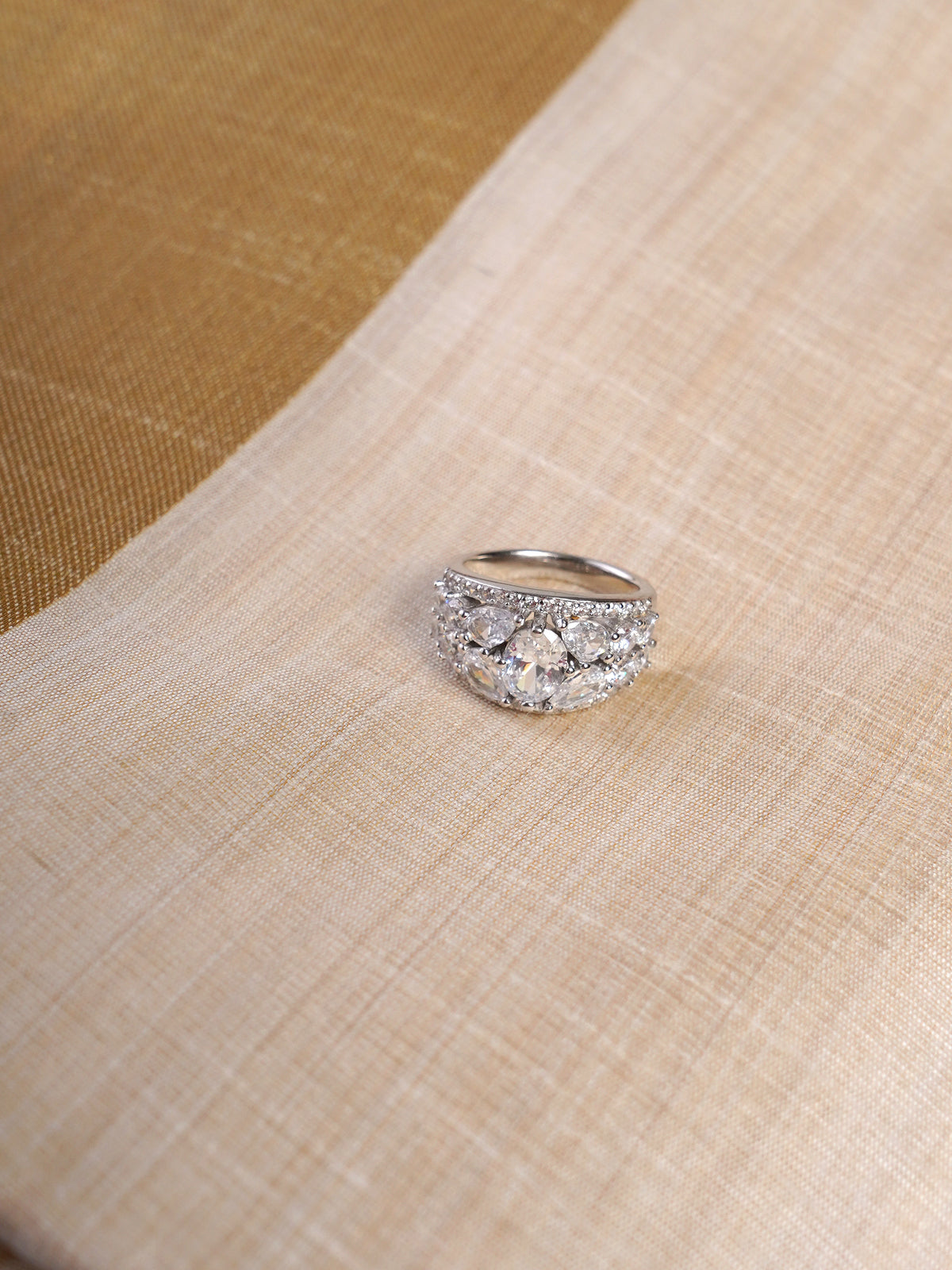 Sitamani white CZ multi-stone statement ring handcrafted in 925 sterling silver