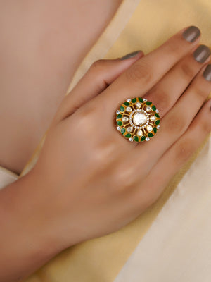Sitaratna emerald rectangular moissanite halo ring handcrafted in 925 sterling silver
