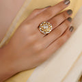 Sitaratna white sunburst moissanite statement ring handcrafted in 925 sterling silver