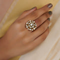 Sitaratna pearl cluster moissanite statement ring handcrafted in 925 sterling silver