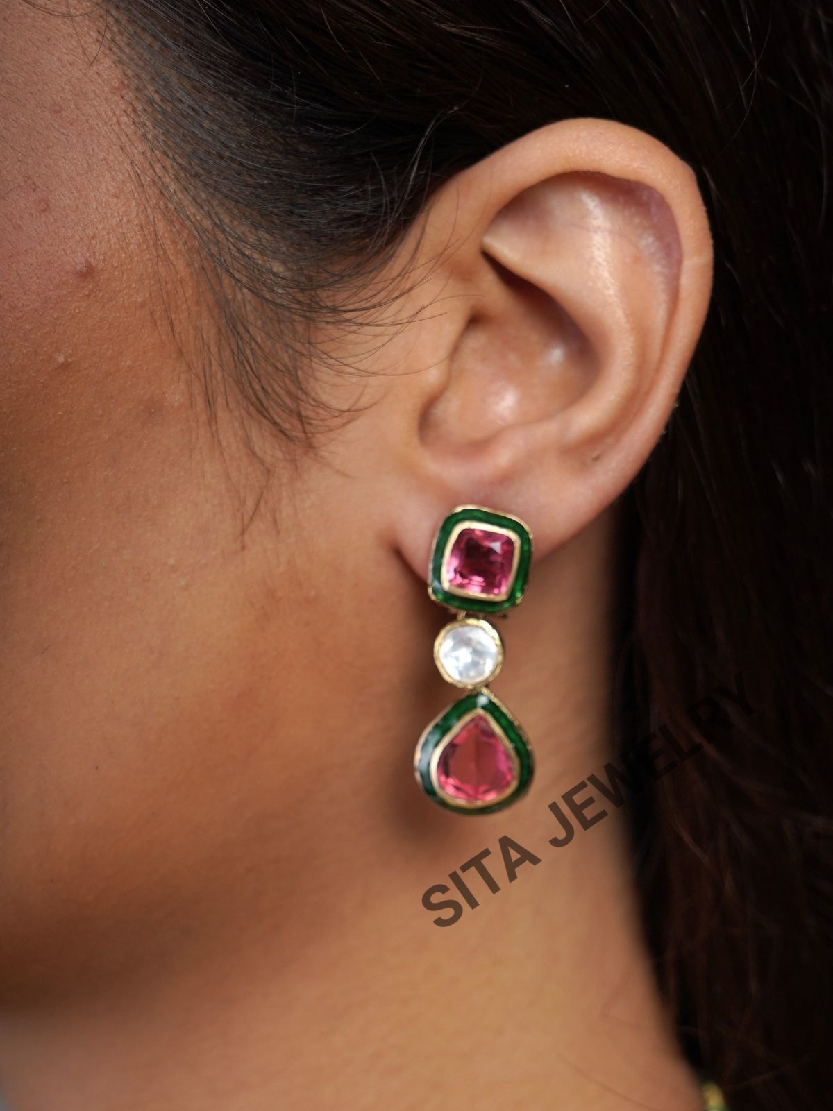 Sitaratna Silver Jadau Moissanite Necklace Set